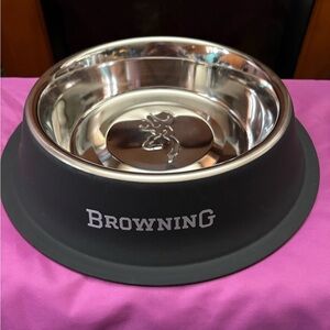 Browning Silver Pet Dish with Logo